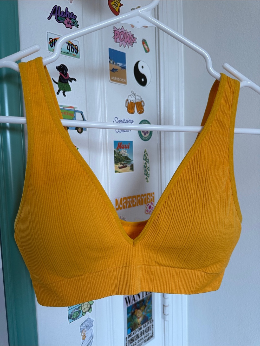 PINK Victoria's Secret Ribbed Yellow Cropped Bralette Tank